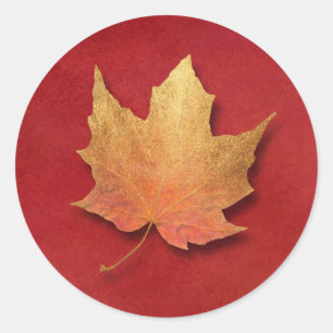 Golden Leaf Classic Round Sticker