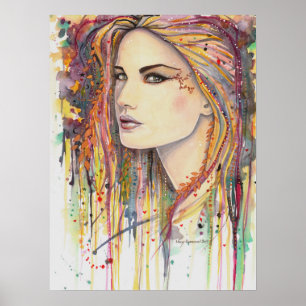 Golden Leaf Fantasy Art by Molly Harrison Poster