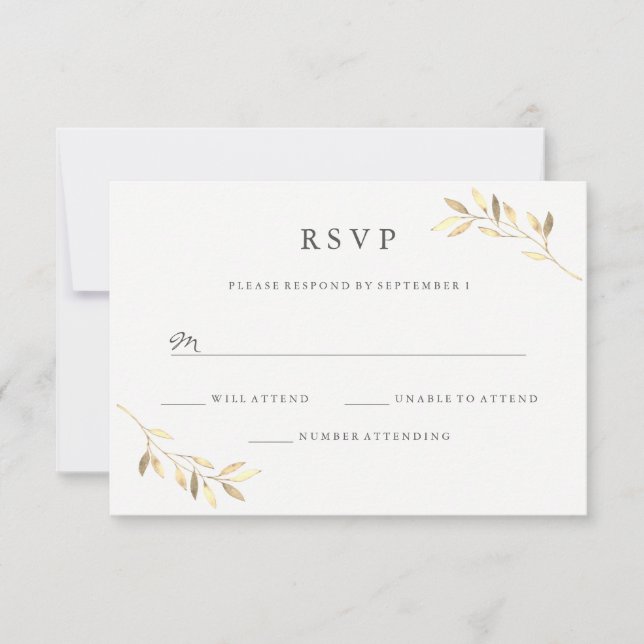 Golden Leaf Garden Wedding RSVP (Front)