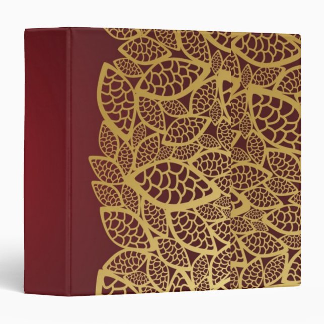 Golden leaf lace on red background binder (Front/Spine)