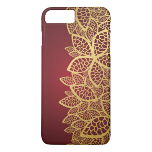 Golden leaf lace on red background iPhone 8 plus/7 plus case