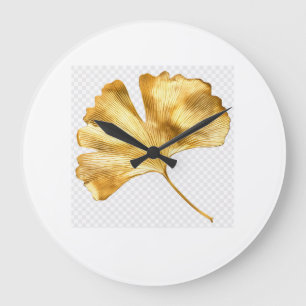 Golden Leaf Wall Clock – Botanical Design