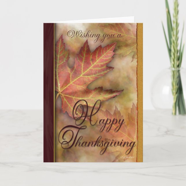 Golden Leafs Thanksgiving Card (Front)