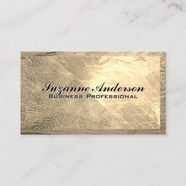 Golden Leather Foil and Wood Business Card (Front)
