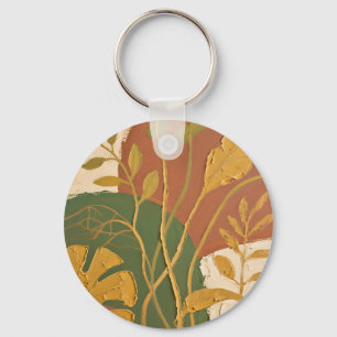 Golden Leaves Abstract Keychain