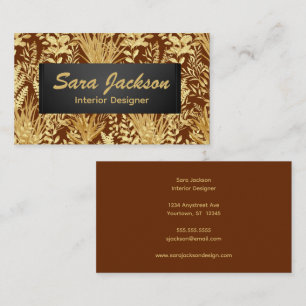 Golden Leaves and Grass Interior Design Artist  Business Card
