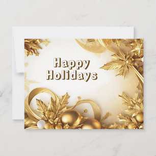 Golden Leaves Christmas Holiday Postcard