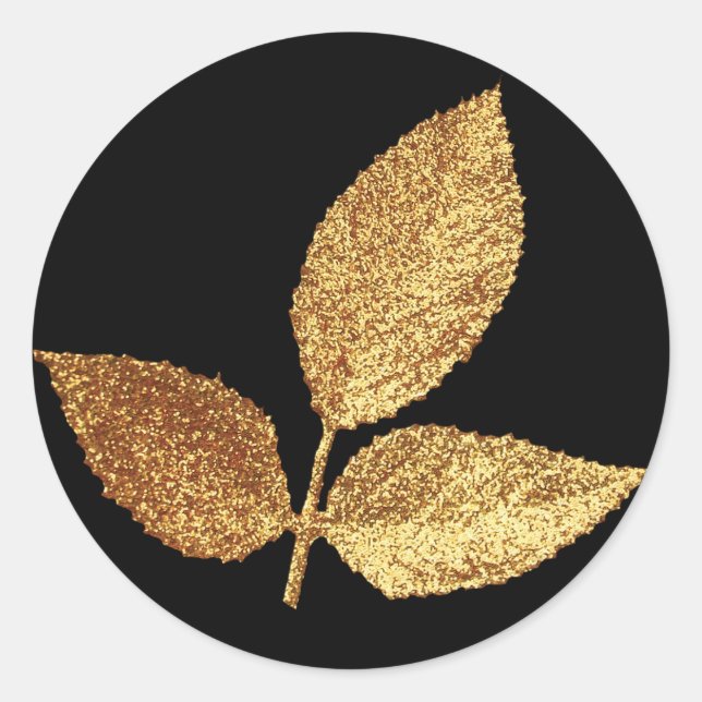 Golden Leaves Classic Round Sticker (Front)