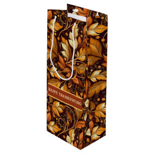 Golden Leaves Customizable Wine Gift Bag
