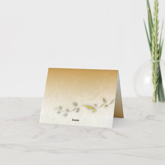 Golden leaves folded thank you card  (Back)