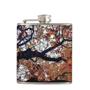 Golden leaves hip flask