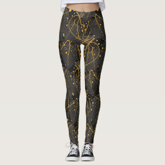  Golden leaves pattern leggings