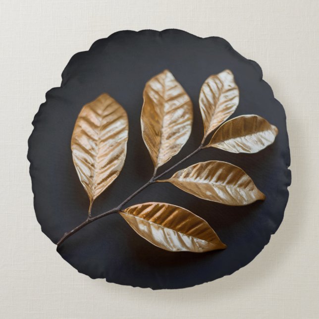 Golden leaves  round pillow (Front)