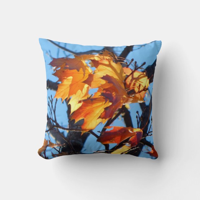 Golden Leaves Throw Pillow (Front)