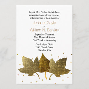 Golden Leaves Wedding Invitation
