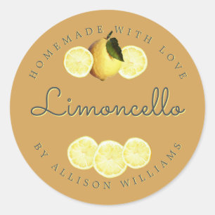 Golden Lemon Homemade Limoncello Classic Round Sticker