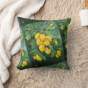 Golden Lemons on a Winter's Day by Alfred Fox Throw Pillow