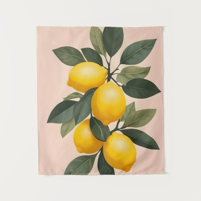 Golden Lemons on Green Tapestry (Front)