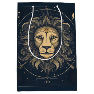 Golden Leo Zodiac Astrology Design Medium Gift Bag