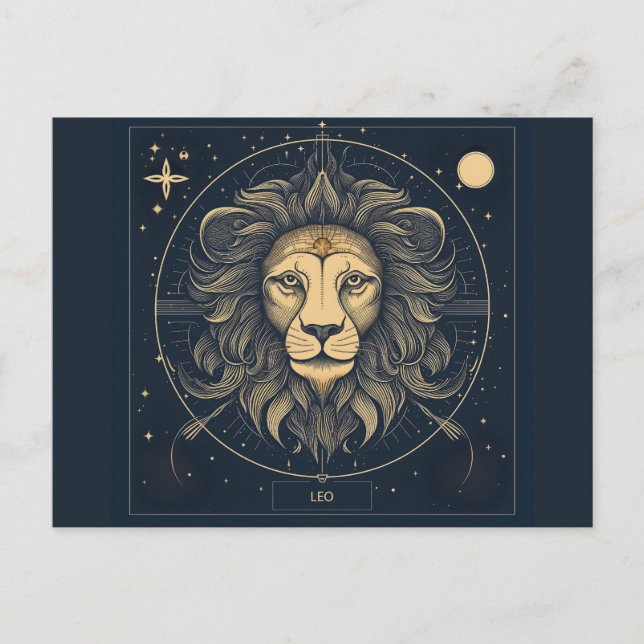 Golden Leo Zodiac Astrology Design Postcard (Front)