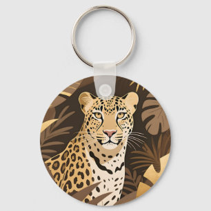 Golden Leopard Jungle Boho Wildlife  Keychain