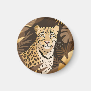 Golden Leopard Jungle Boho Wildlife Magnet