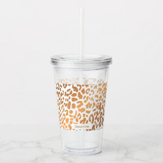 Golden Leopard Print Acrylic Tumbler