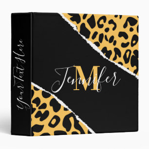Golden Leopard Print Binder