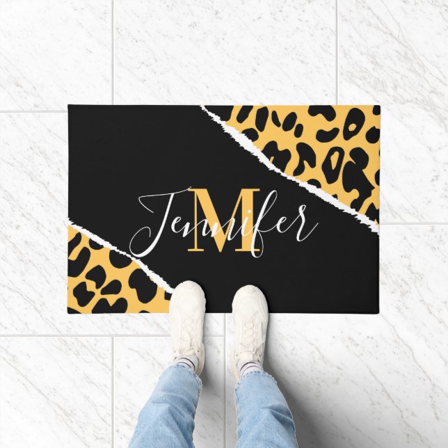Golden Leopard Print Doormat (Indoor)