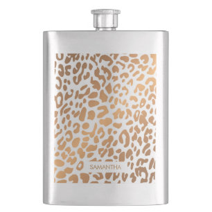 Golden Leopard Print Hip Flask