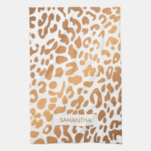 Golden Leopard Print Kitchen Towel