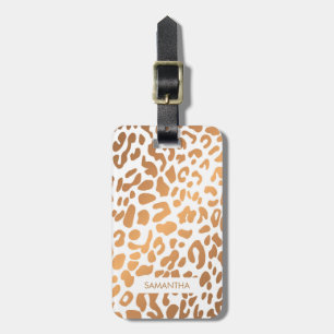 Golden Leopard Print Luggage Tag
