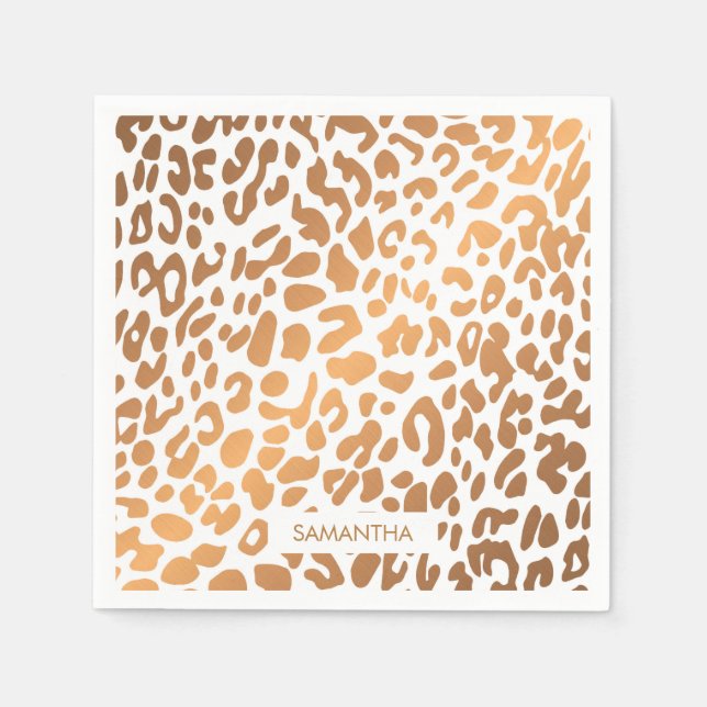 Golden Leopard Print Napkin (Front)