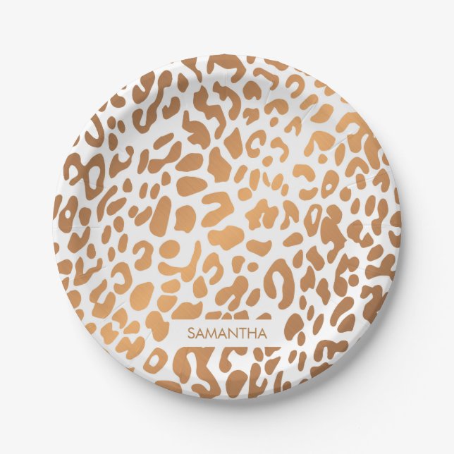 Golden Leopard Print Paper Plate (Front)