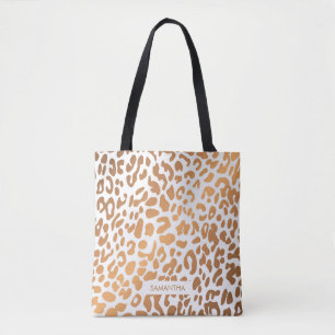 Golden Leopard Print Tote Bag