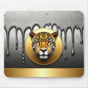 Golden Leopard With Water Drop Details 🐆 Mouse Pad