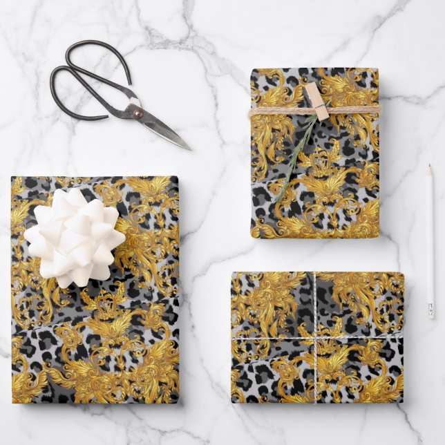 Golden Leopard Wrapping Paper  (Front)