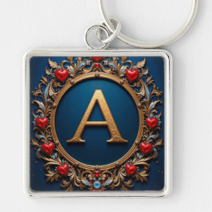 Golden Letter A Heart Monogram Personal Style ✨ Keychain