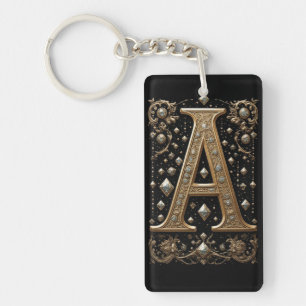 Golden Letter A With Gemstone Details ✨ Keychain