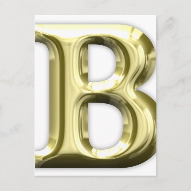 Golden Letter B Shiny Alphabet Postcard (Front)