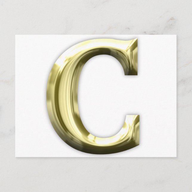 Golden Letter C Shiny Gold Alphabet Postcard (Front)