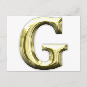 Golden Letter G Shiny Gold Alphabet Postcard