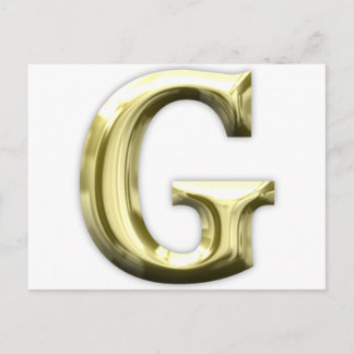 Golden Letter G Shiny Gold Alphabet Postcard