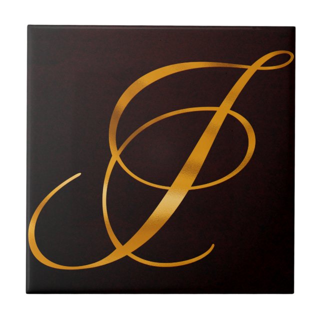 Golden letter i in vintage design tile (Front)