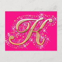 Golden Letter K - Postcard