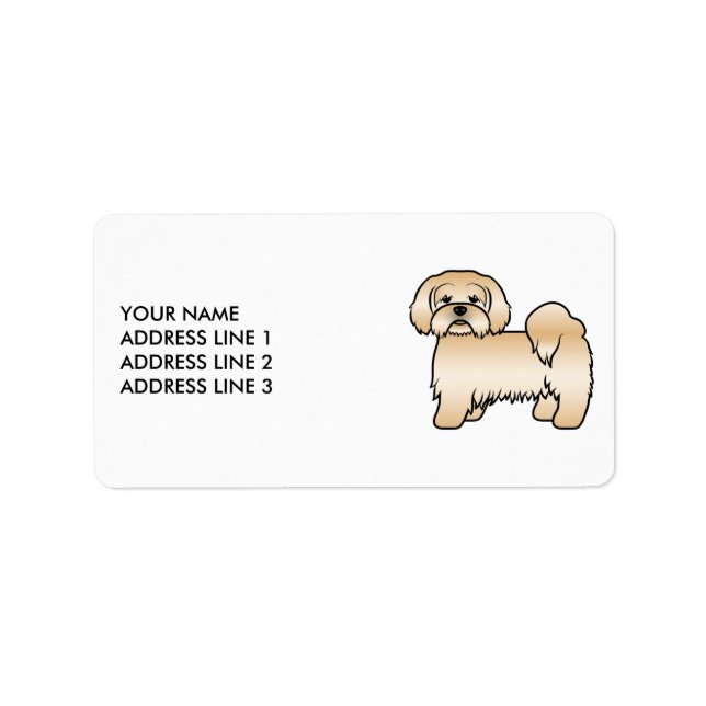 Golden Lhasa Apso Cute Cartoon Dog & Custom Text Label (Front)