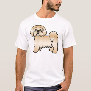 Golden Lhasa Apso Cute Cartoon Dog Illustration T-Shirt
