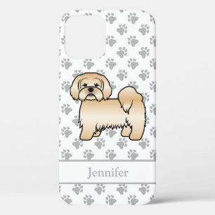 Golden Lhasa Apso Cute Cartoon Dog & Name iPhone 12 Case