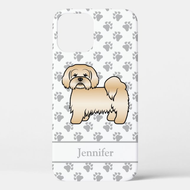 Golden Lhasa Apso Cute Cartoon Dog & Name Case-Mate iPhone Case (Back)