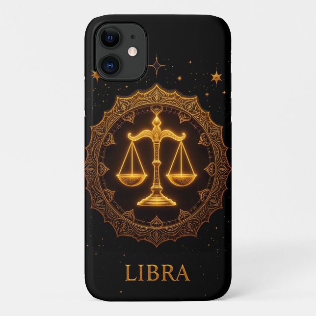 Golden Libra Zodiac Sign Illustration Case-Mate iPhone Case (Back)